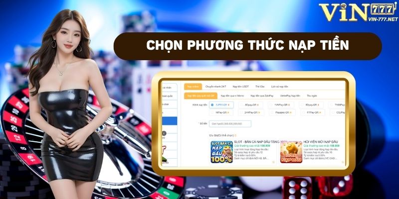 Chọn phương thức nạp tiền VIN777